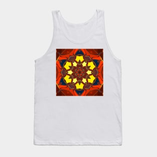 Cartoon Mandala Flower Yellow Orange and Blue Tank Top